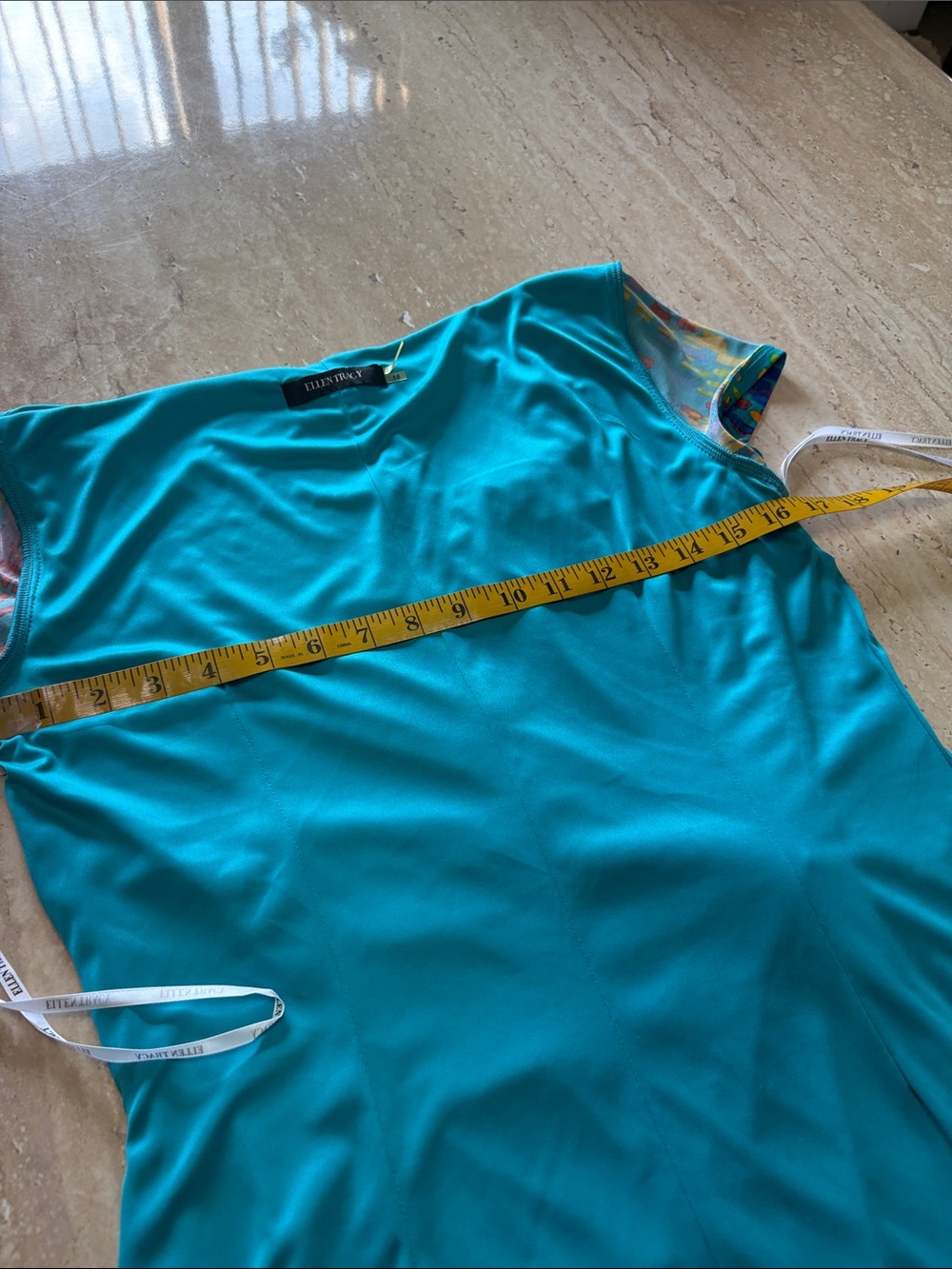 NWOT Ellen Tracy Teal colorful dress - Picture 7 of 10